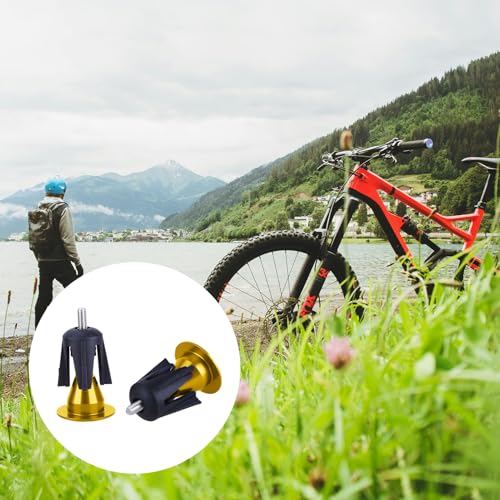 Image of 2 Pack Aluminum Bike Handlebar End Plugs Bike Bar End Grips Expanding Locking Bar End Caps for Drop Bars, Expandable Adjustable Locking End Caps