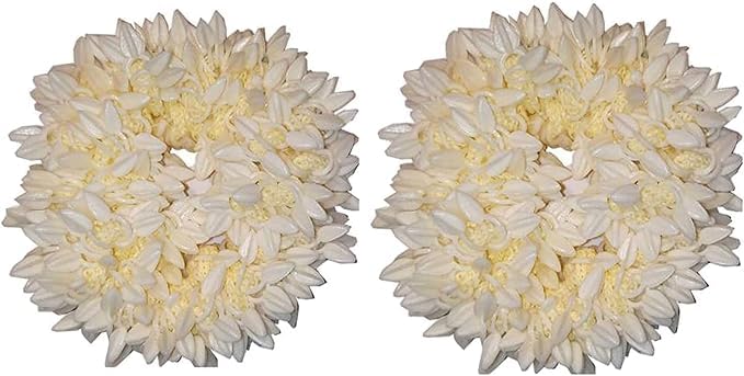 S,S Store Artificial Mogra White Gajra Hair Accessories Gajra Rubber Band for Women (Pack of 2)(White), 2 Count (Pack of 1) - Image 3
