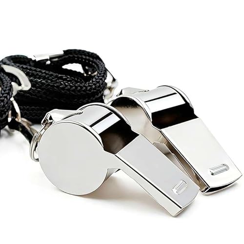 OLPDDZ Whistle,2 Pack Stainless Steel Sports Whistle with Lanyard for