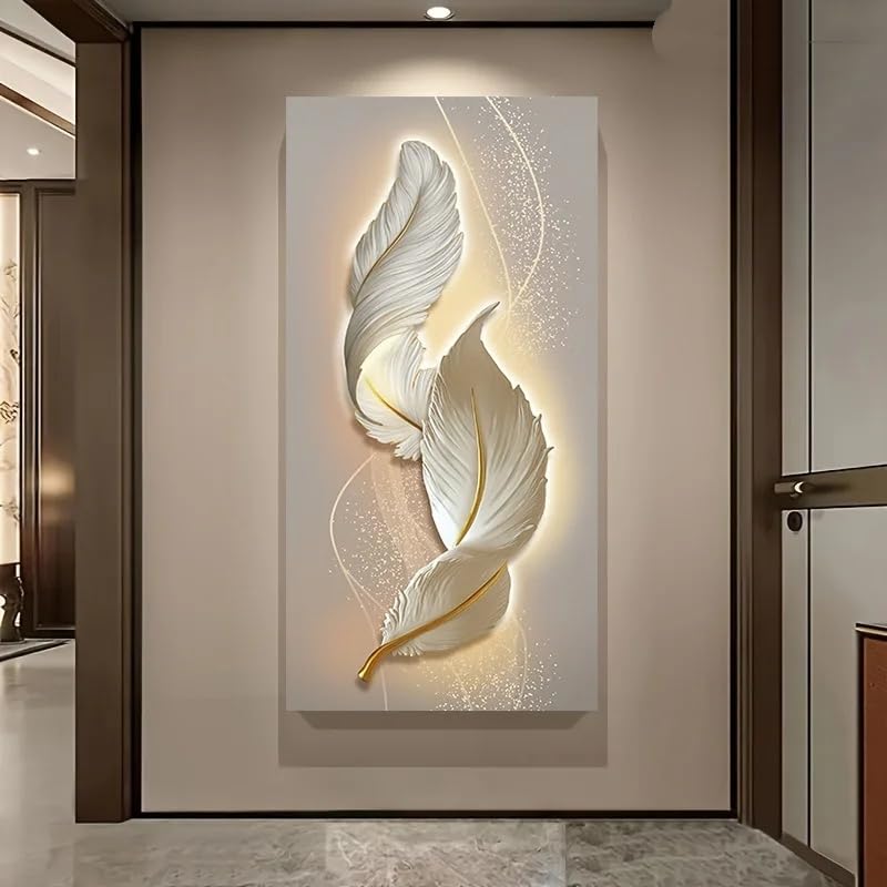 Lienzo para pared moderno de plumas con diseño minimalista sin marco de 40x80cm