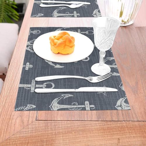 Sets de table tissés motif ancre de qualité supérieure pour réception - 5