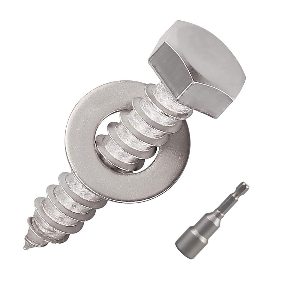 20-Sets 1/4 x 1-1/2" Hex Head Lag Screws & Flat Washers, Heavy Duty Lag Wood Screws, 304 Stainless Steel (18-8), 1/4" Bolt