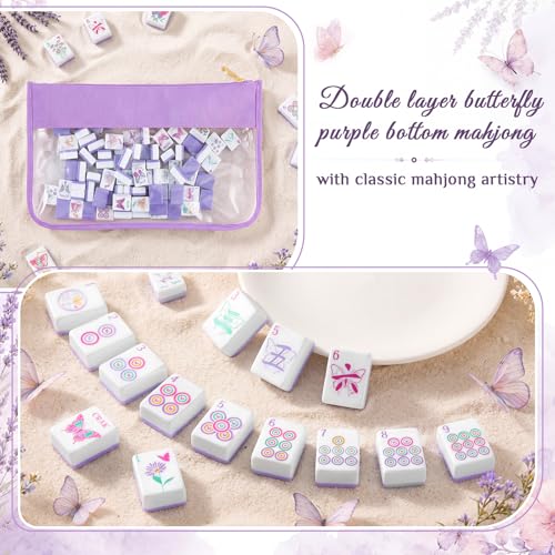 Soulchen 1.2 Inch Butterfly Themed American Mahjong Set, 168 Melamine Tiles - image 3