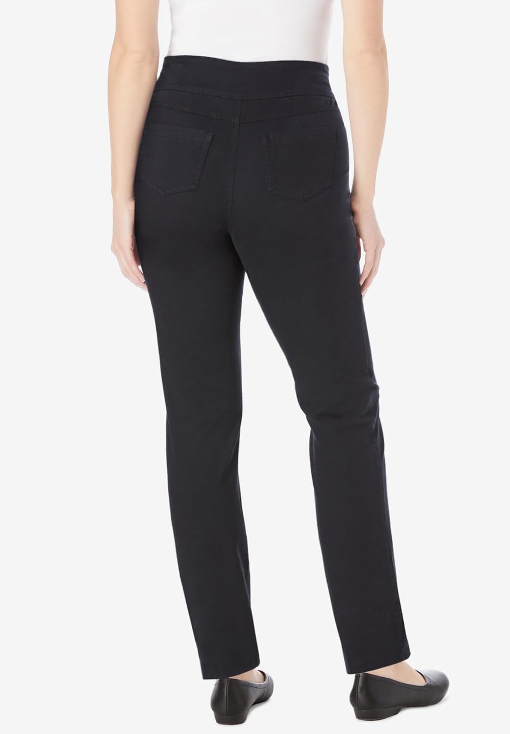 Woman Within Plus Size Pull-On Straight-Leg Gap-Free Stretch Denim Jeans - Image 2