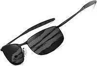 Óculos de sol polarizados masculinos retangulares com armação de metal retrô AE0395