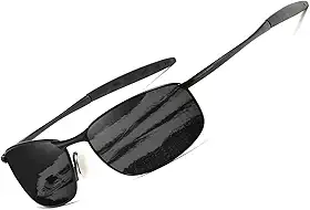 Óculos de sol polarizados masculinos retangulares com armação de metal retrô AE0395