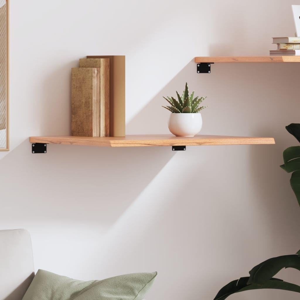 Handgefertigtes Schweberegal aus Eiche, 60 x 60 x 2 cm, rustikales Wandregal für Wohnzimmer, Bad & Küche, perfekt für Bücher, Dekor und Aufbewahrungslösungen, natürliches Kanten-Design