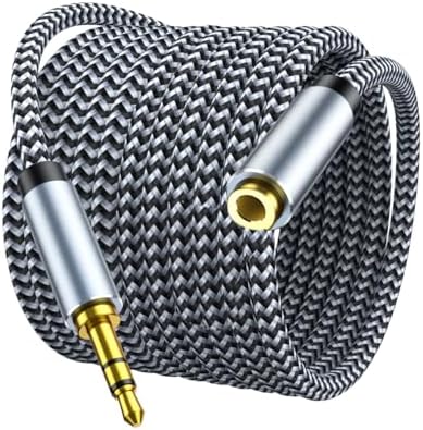 Headphone Extension Cable 10ft - 3.5mm Extension Cable Nylon Braided Aux Cord Extender for Smartphones, Tablets, Media Players (No Mic Support)