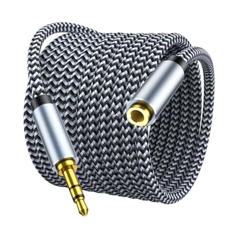3.5mm Headphone Extension Cable 10ft, Nylon Braided Aux Cord Extender for Smartphones, Tablets, Media Players (No Mic Support) Cover