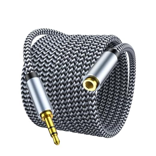 MORELECS Headphone Extension Cable 10ft - 3.5mm Extension Cable Nylon Braided Aux Cord Extender for Smartphones, Tablets, Media Players (No Mic Support)