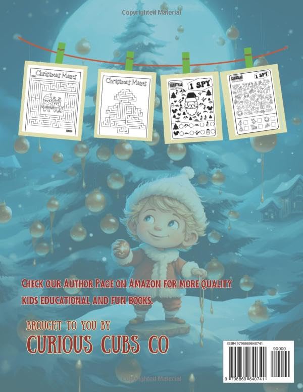 Christmas I Spy & Maze Adventure: Count, Solve, and Explore Puzzles! For boys and girls ages 5 to 9. Ideal gift to deliver fun during the Holiday ... 3 levels - easy, medium, hard with solutions. image 3