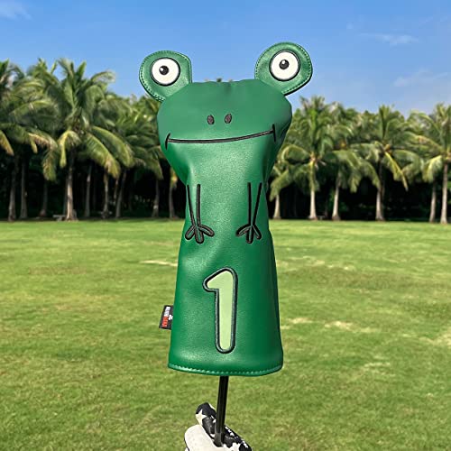 ゴルフウッドカバー カエル仕様ゴルフヘッドカバー セットゴルフドライバーカバー フェアウェイウッド、ユーティリティ用、ハイブリッド用のヘッドカバー 高級革製 Aliennana 人気ゴルフヘッドカバー (ドライバー用) 7枚目