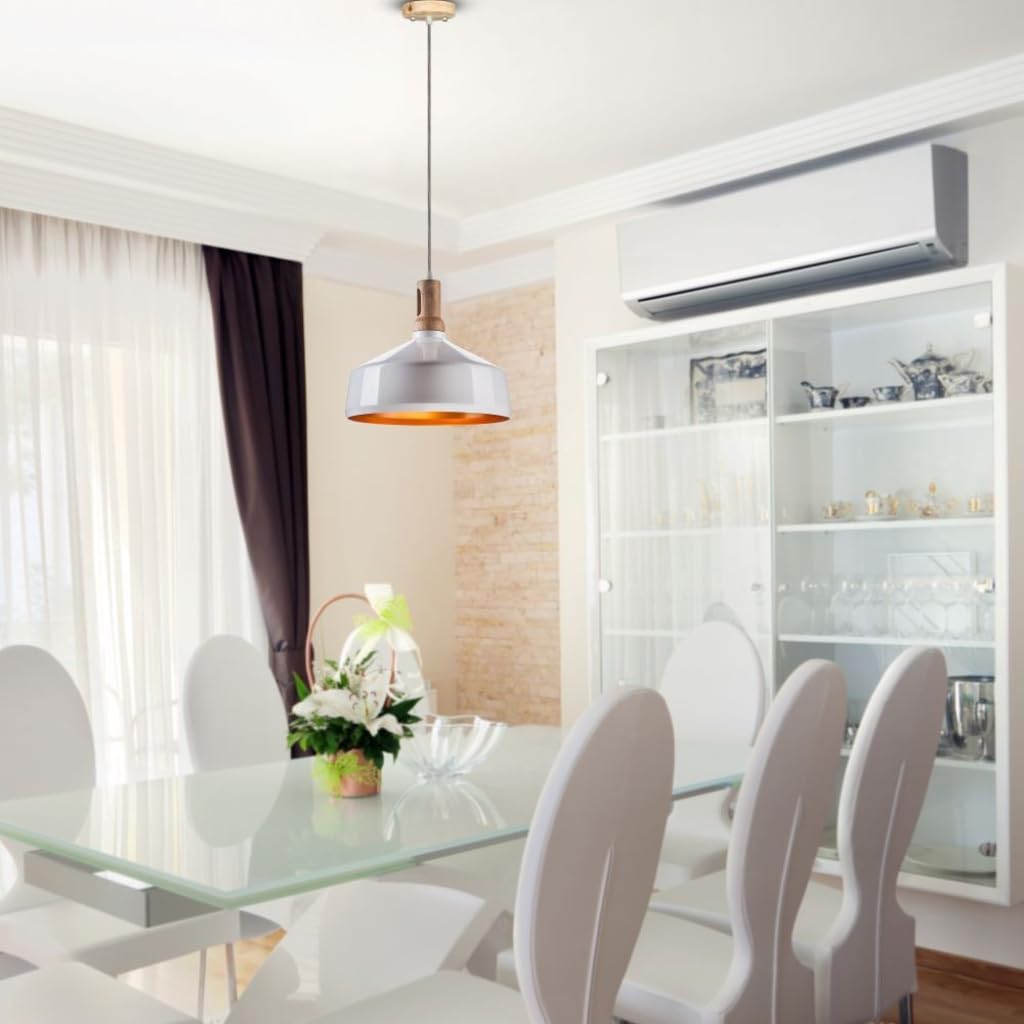 Portalampada Pendente 1Mt E27 Elegant Stylish, 350Mm-Legno Bianco