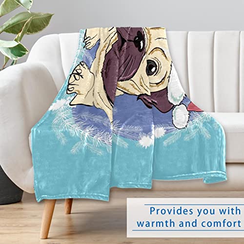 Couverture de Noël motif chiot et couronne | Cadeau idéal pour lit et canapé