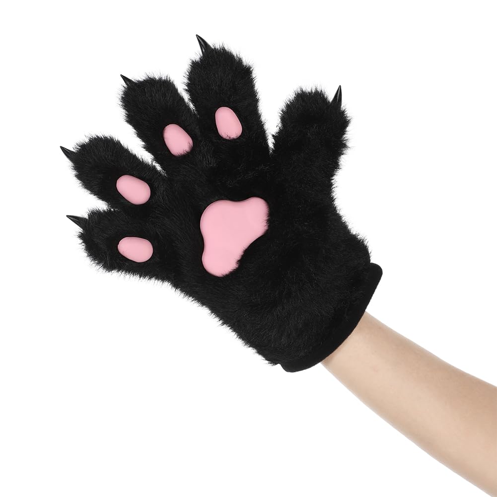 Bear Paw Gloves Cat Paws Claw Gloves Furry Bear Costume Accessory Plush Hands Animal Mittens Scary Plush Warm Mittens Halloween Fancy Dress Cosplay props for Haunted House Horror Party Carnival - Image 4