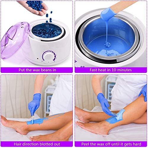 Foto von Wachswärmer Wax Warmer Heater Wachserhitzer Hair Removal Waxing Wachsgerät Heisswachs Haarentfernung mit 4 Wachsbohnen, 20 Holzspateln, 5 foil bowls- Augenbraue Gesicht Achsel Bikini Bein zu Hause