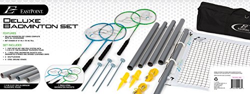 Eastpoint Sports Easy Setup Badminton Set; Backyard Game Includes Portable Net, 4 Badminton Rackets, 2 Shuttlecocks And Accessory Bag For Storage #TOP4