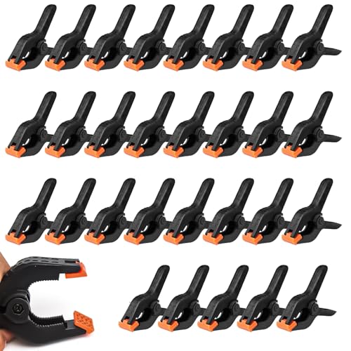 Sqxaldm 30 stuks veerklemmen, 5 cm, nylon veerklemmen, bevestigingsklemmen, eenhandsklemmen, kunststof spanklemmen voor houtbewerking voor doe-het-zelfprojecten, fotostudio's, fotoachtergrond