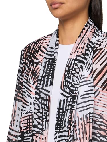 MULTIPLES Women's Three Quarters Flare Sleeves Folded Band Collar Drapey Open Front Jacket3