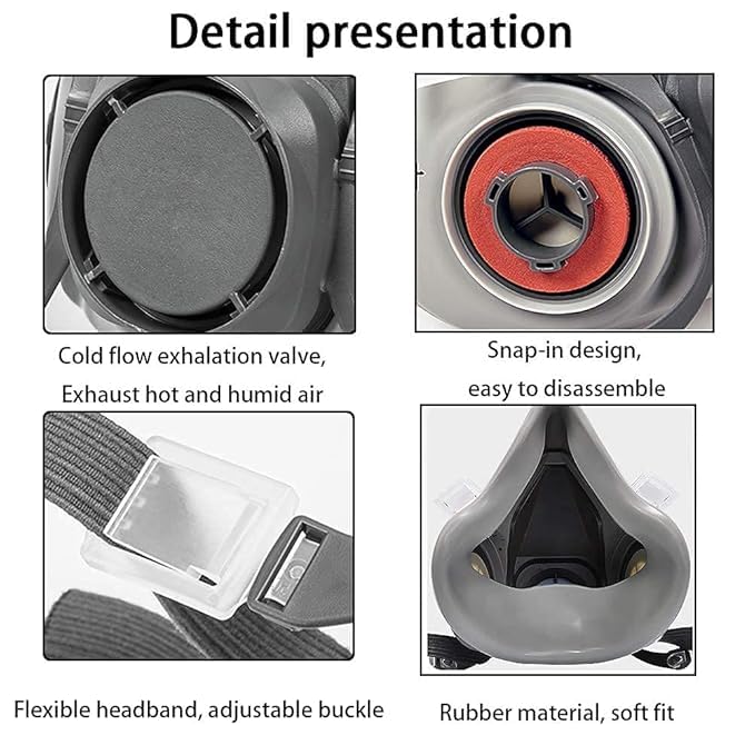 RIMDIXA Reusable Face Cover Set with Glasses for Gas, Painting, Dust, Machine Polishing, Organic Vapors with Filter Cotton, Staining,Car Spraying,Sanding &Cutting, DIY and Other Work Protection RIMDIXA Reusable Face Cover Set with Glasses for Gas, Painting, Dust, Machine Polishing, Organic Vapors with Filter Cotton, Staining,Car Spraying,Sanding &Cutting, DIY and Other Work Protection