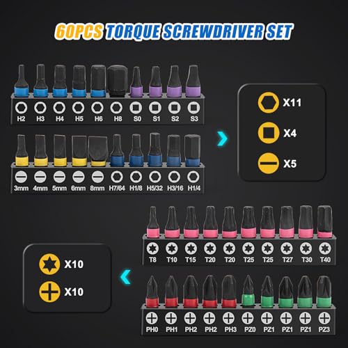 60Pcs Torque Screwdriver Set