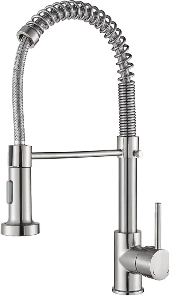 Torneira Monocomando Cozinha, Gourmet Para Bancada, Aço Inox Brilhante, Bico Giratório 360°, Spray Extensor