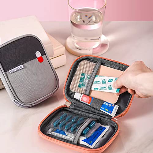 Image of Family Medicine Bag, Portable Outdoor Travel Medicine Kit Bag, Mini First Aid Bag for Camping Hiking Travelling (Small, Gray)