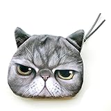 HuaYang Fantastic Cartoon Cat Head Shape Wallet Coins Purse Holder Pouch(Dark Grey Meow)