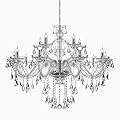 Ridgeyard Luxury 15 Lights Crystal Chandelier K9 Crystal Glass Chandelier Pendant Ceiling Lighting Ceiling Fixture Lamp for Dining Living Room Bedroom Hallway Entry, Clear