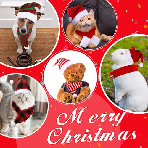 Set 10 piezas gorros Santa y bufandas para mascota miniatura 7