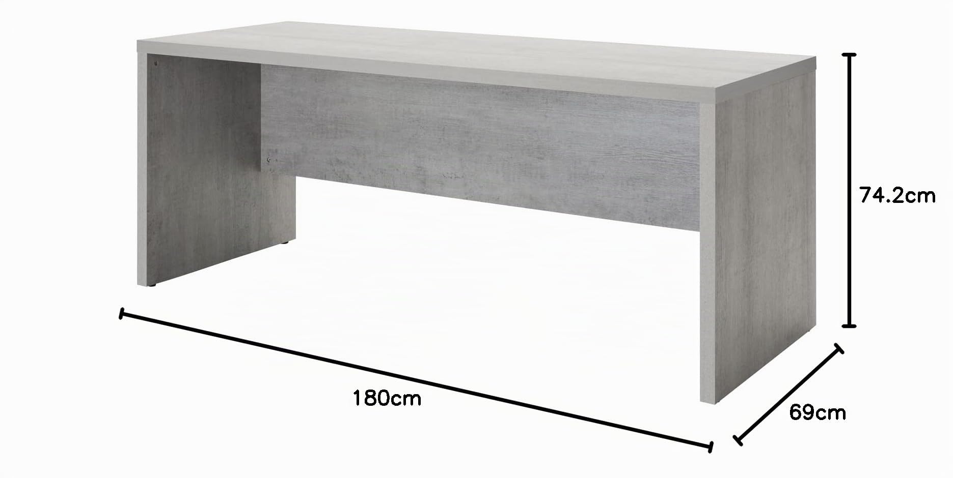 Composad | Scrivania della Linea PRATICO, Scrivania Ufficio, Elegante, (LxAxP) 180x74,20x69 cm, Colore grigio Cemento, Made In Italy