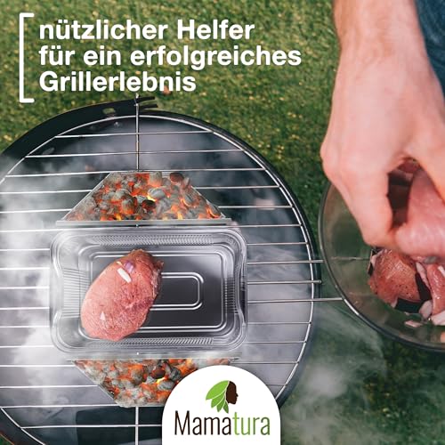 Mamatura XL Aluschale groß – 25 Stück Grillschalen aus Aluminium 32 × 22 cm, Tropfschalen für Grill, kompatibel mit Weber