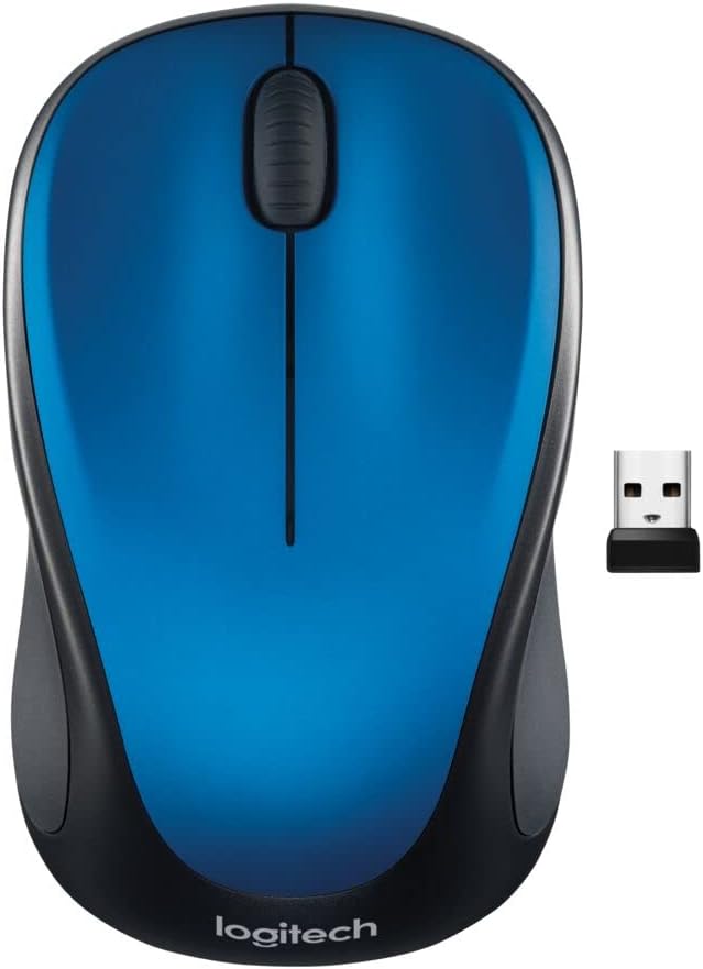 M317 Wireless Mouse, 2.4 GHz with USB Receiver, 1000 DPI Optical Tracking, 12 Month Battery, Compatible with PC, Mac, Laptop, Chromebook - Blue