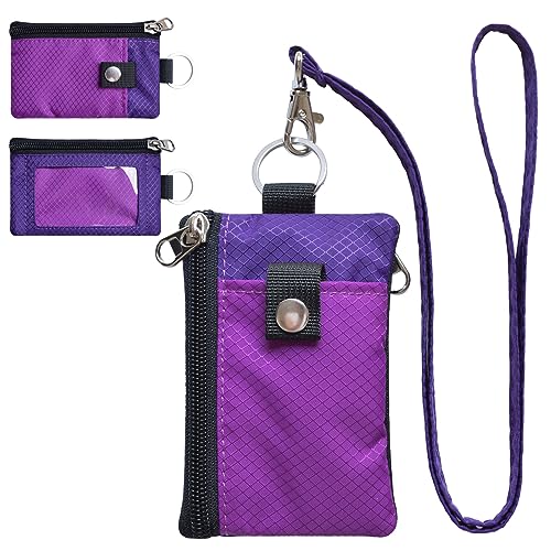 Image of CHENSPRX Minimalist RFID Blocking Small Wallet with ID Window,WaterResistant Zip Id Case Wallet with Lanyard Keychain for Cards,Cash,Travel,Women,Men