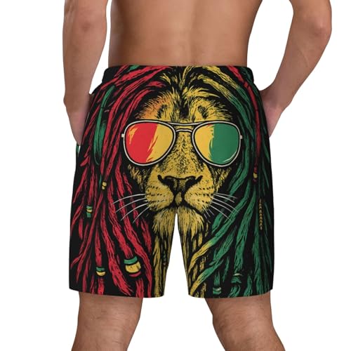 Bañador de hombre con estampado de león y gafas transpirable para playa 7