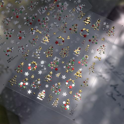 JMEOWIO 3D Embossed Christmas Cute Snowflake Holiday Nail Art Stickers Decals Self-Adhesive 5D Nail Supplies Nail Art Design Decoration Accessories 1 Sheets - Image 6