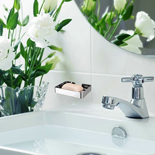 Sumnacon Soap Dish Holder Stainless Steel Wall Mounted, Heavy Duty Soap Tray,Shower Soap Saver,Sponge Holder For Bathroom Shower Kitchen Counter Top (Silver) #TOP2