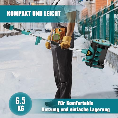 Mellif Akku Schneefräse für Makita Akku 18V, elektrische Schneefräse, 900W kabellos Schneebürste bis 20cm Räumhöhe, 8m Wurfweite, 33.5cm Arbeitsbreite, 30° Einstellbar (Akku Nicht Enthalten)