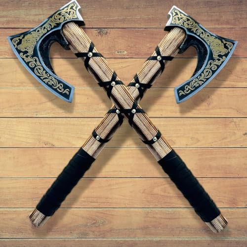 Poshland AX-7004 Custom Gift Forged Carbon Steel Viking Axe with Rose Wood Shaft, Viking Bearded Camping Axe-Pack of 2