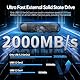 SSK USB 2TB Externe SSD mit bis zu 2000 MB/s, Typ-c Externe Festplatte Solid State Laufwerke USB 3.2 Gen 2X2 Memory Stick für iPhone15/16 Pro ProRes Mac/WTG/Android, Zinklegierung