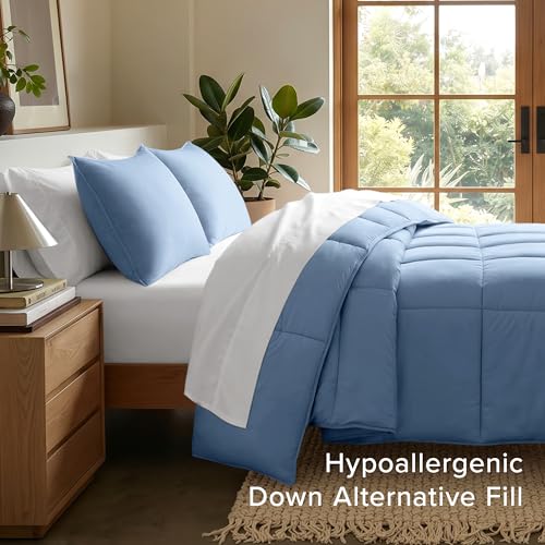 Image of Bare Home Comforter Set - Full Size - Ultra-Soft - Goose Down Alternative - Premium 1800 Series - All Season Warmth (Full, Coronet Blue)