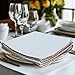 COTTON CRAFT Cloth Napkins - Set of 12 Pure Soft Cotton White Dinner Napkins with Colorful Border Trim – Absorbent Reusable Fabric Serviettes for Dining Table, Parties, Weddings, Everyday Use - 17x17