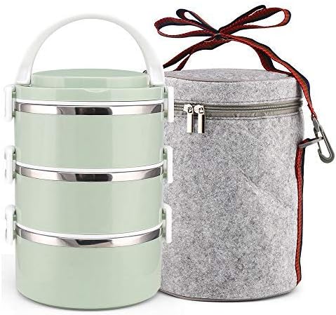 XINGBAO Bento Box Meal Prep Containers 3-Tier Leak-Proof Food Container Storage Carrier with Insulated Bag (Green)