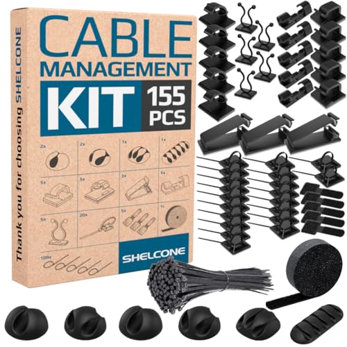 Cable Management Kit 155 Pieces - Cord Organizer for Desk Under D...