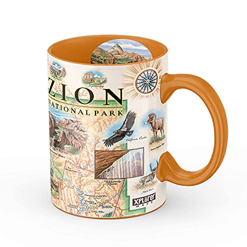 Xplorer Maps Zion National Park Map Ceramic Mug (16oz) – BPA-Free Coffee Cup for Hot & Cold Drinks – Perfect for Office, Home, or Gift