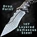 TACTICAL GEARZ Damascus Steel Pocket Knife, Ebony/Steel Handle, Includes Custom Leather Sheath (DXT79)
