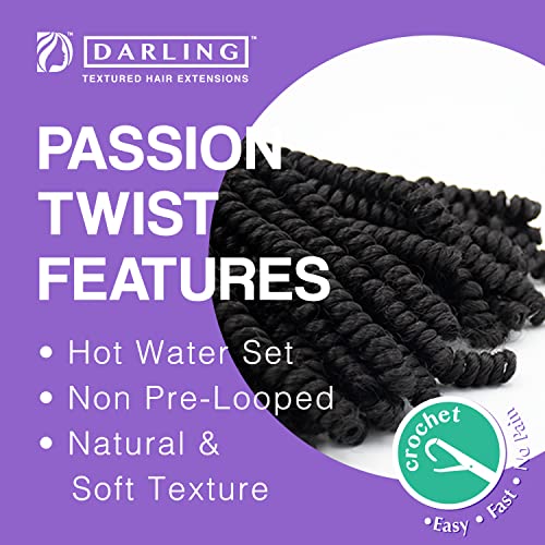 Darling Passion Twist 6X Crochet Hair Extensions (3 Packs, 2X Per Pack), Natural & Soft Texture, Bomb Twist, Natural And Soft Texture, Black Afro Curly, 24 Inch, 1B #TOP3
