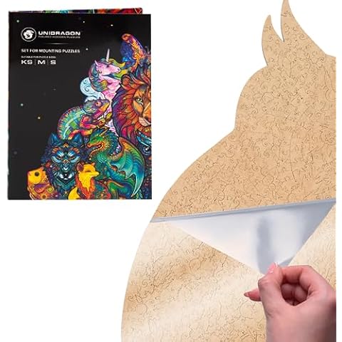 UNIDRAGON Original Jigsaw Puzzle Saver, Wall Art Mounting System to Display Completed Boards, Includes Cardboard Base, Stickers, 3 Sheets Adhesive Labels, Patches & Instructions - for KS, S & M Size Cover