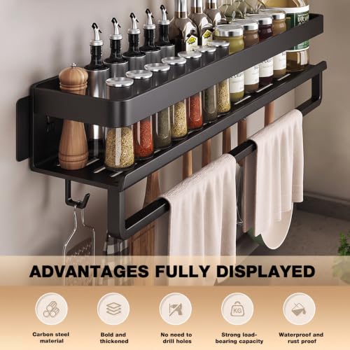 Image of Supvox 23.6 inch Wall Mount Carbon Steel Spice Rack Organizer