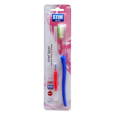 STIM Silky | Ultra soft toothbrush | Extra gentle bristles | Cleans along the gum line | Cleans till 3rd Molar | (Pack Of 3)